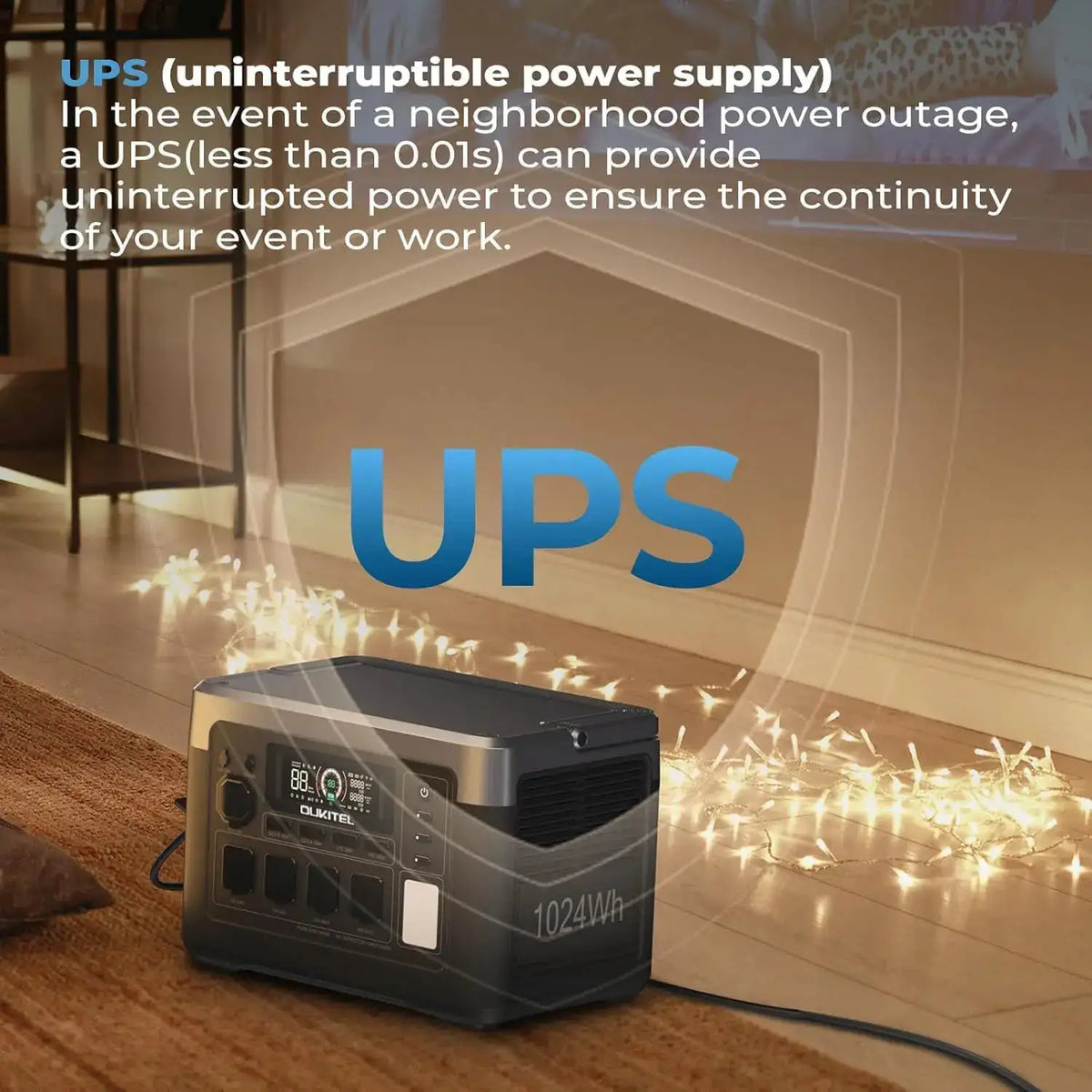 OUKITEL P1000 Plus Portable Power Station, 1800W 1024Wh LiFePO4 Solar Generator, Fast-Charging Battery Backup with Smart App Control for Home, Camping and Emergency