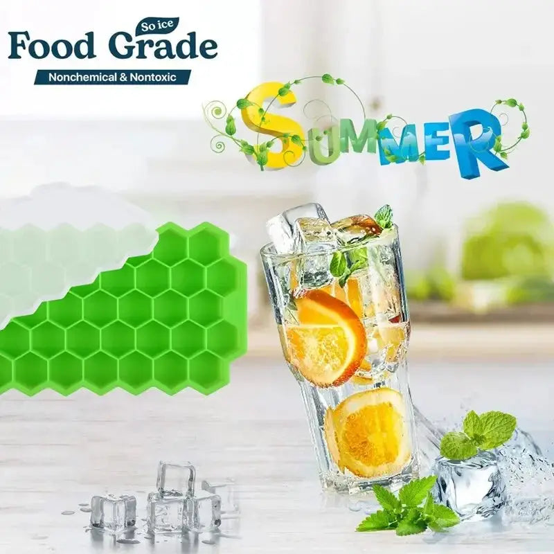 Honeycomb 37 Lattice Cube Tray Maker With Lid Ice Mold - OurLum.com