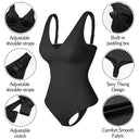 Deep V Neck Shapewear Bodysuit with Built-In Bra Slimming Thong Body Shaper