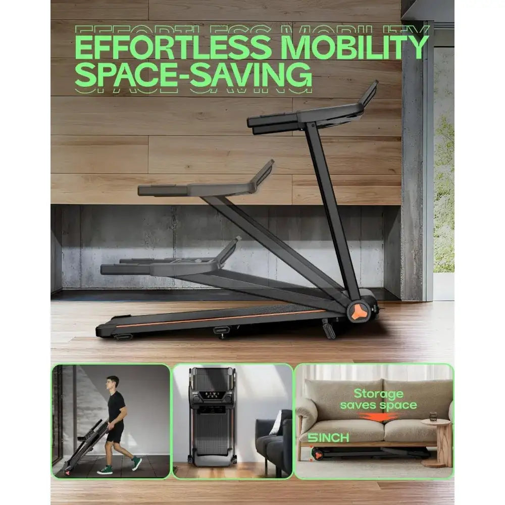 Foldable Walking Pad Treadmill: Compact, 3.5HP, 400lbs Capacity, Portable, 12 Workouts & LED Display