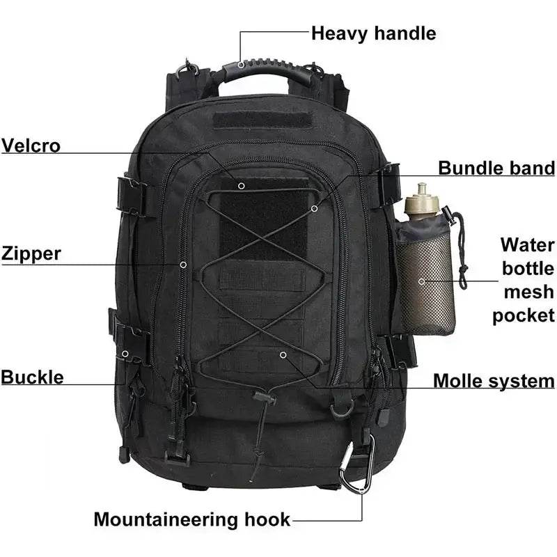 60L Tactical Backpack Molle Rucksack for Outdoor Adventure
