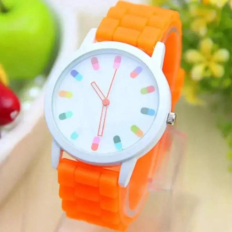 Elegant White Green Jelly Watch For Women Timepiece