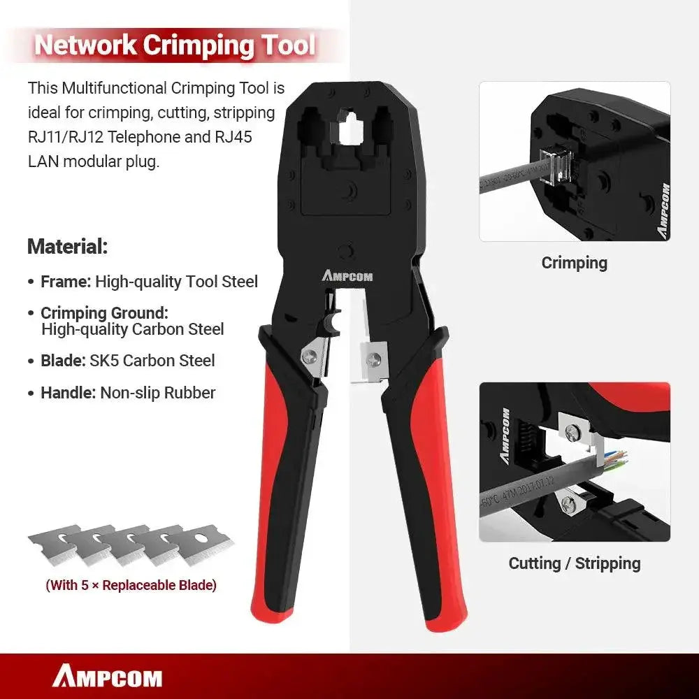 AMPCOM Network Cable Repair Kit Professional Ethernet Tools