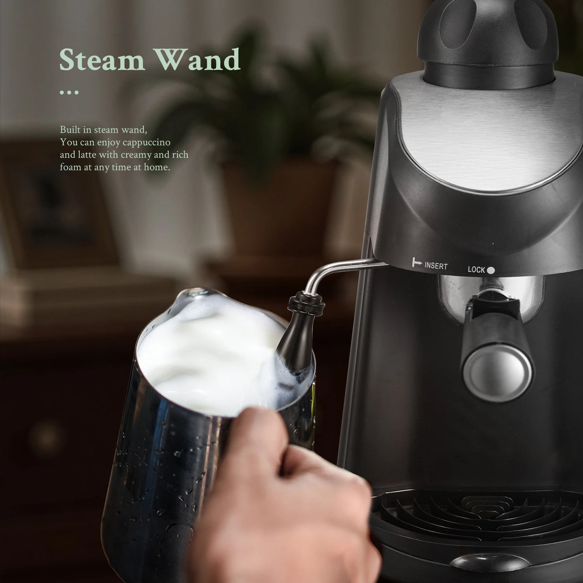 Espresso Coffee Maker, Compact Espresso Machine with Milk Frother — product view 4