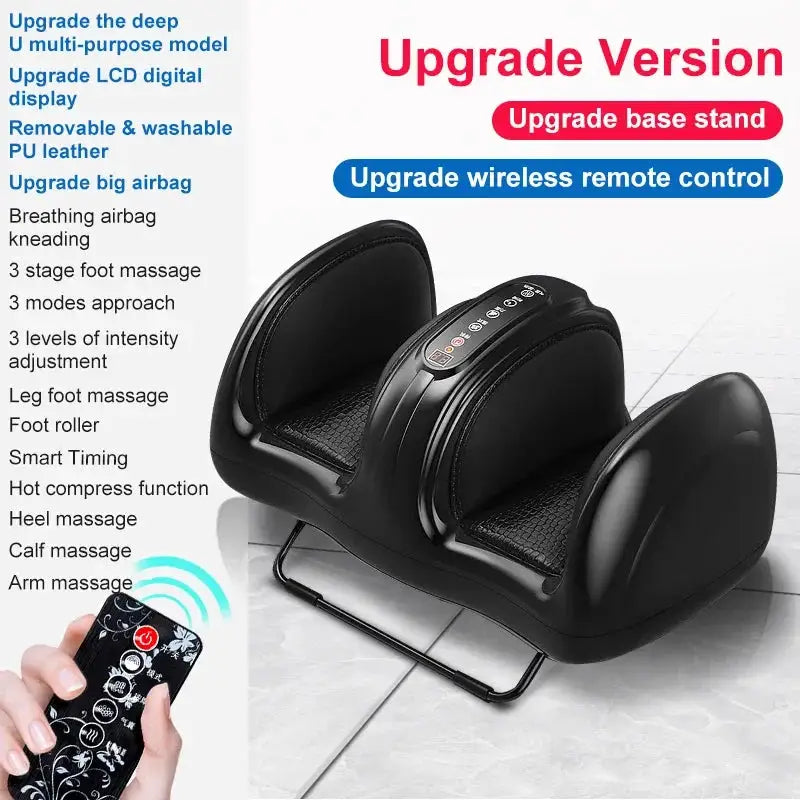 Jinkairui Air Compression Massage Shiatsu Foot Massager Calf Leg Massage Machine with Heat Deep Kneading Remote Controller