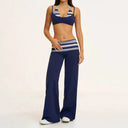 Fitness Set Women Stripes Polka Dot Capri