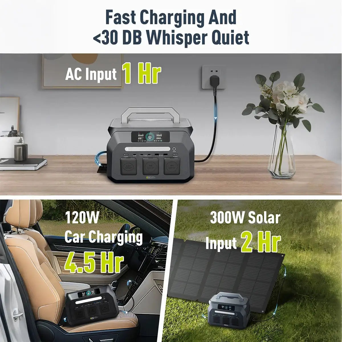 IEE 800W Portable Power Station, 512Wh LiFePO4 Outdoor Solar Generator for Home Use Emergency Camping RV Job Site Hurricane Blackout