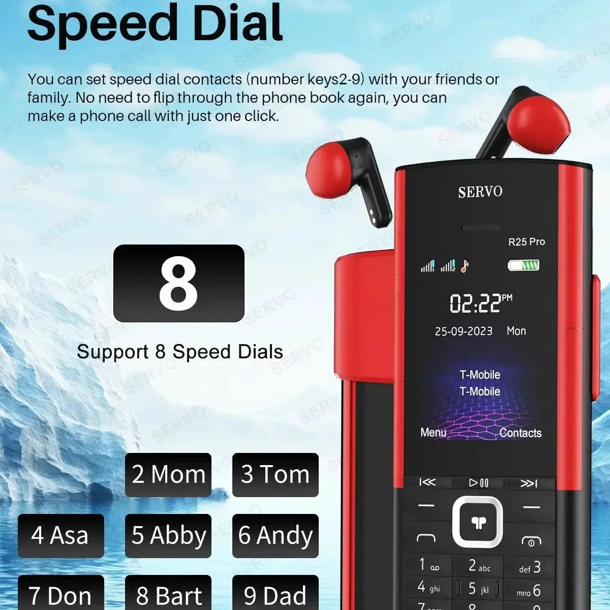Servo R25 Pro Keypad Mobile Phone With Wireless Earbuds