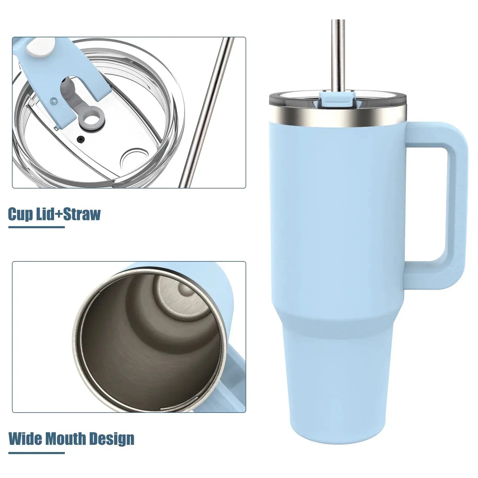 Watersy 40oz Tumbler With Handle And Straw Lid Portable Cup