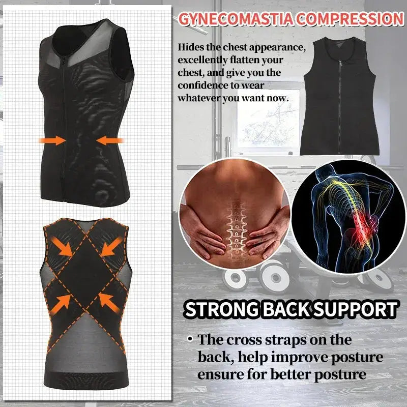 Men's Slimming Compression Tank Top With Zipper Gynecomastia