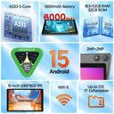BAKEN Android 15 tablet, 8 (3+5)GB + 32GB storage, penta-core processor, Wi-Fi6, Bluetooth, USB-C, Google Play Store,