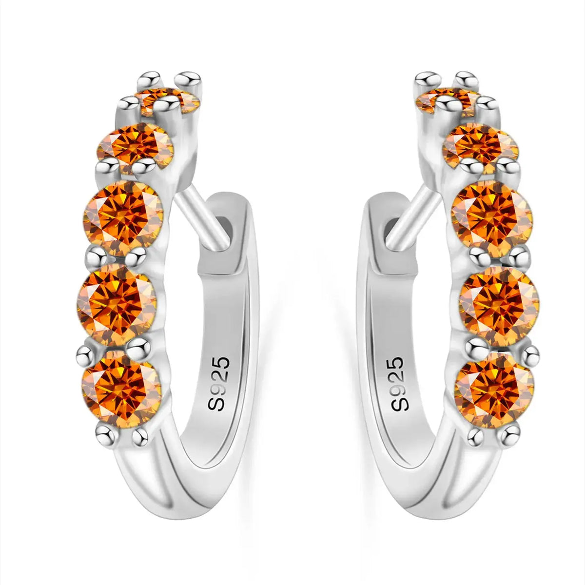 Moissanite Earrings in Sterling Silver Total Round — product view 3