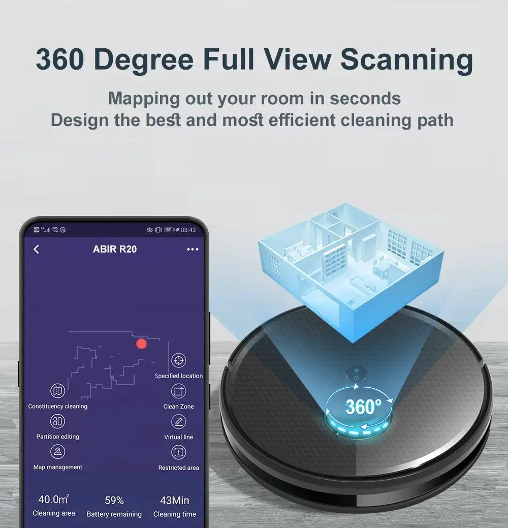 ABIR X8 Lidar Robot Vacuum Cleaner With Smart Water Tank - OurLum.com