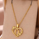 Golden Floral Heart Choker Necklace - Alphabet Jewelry