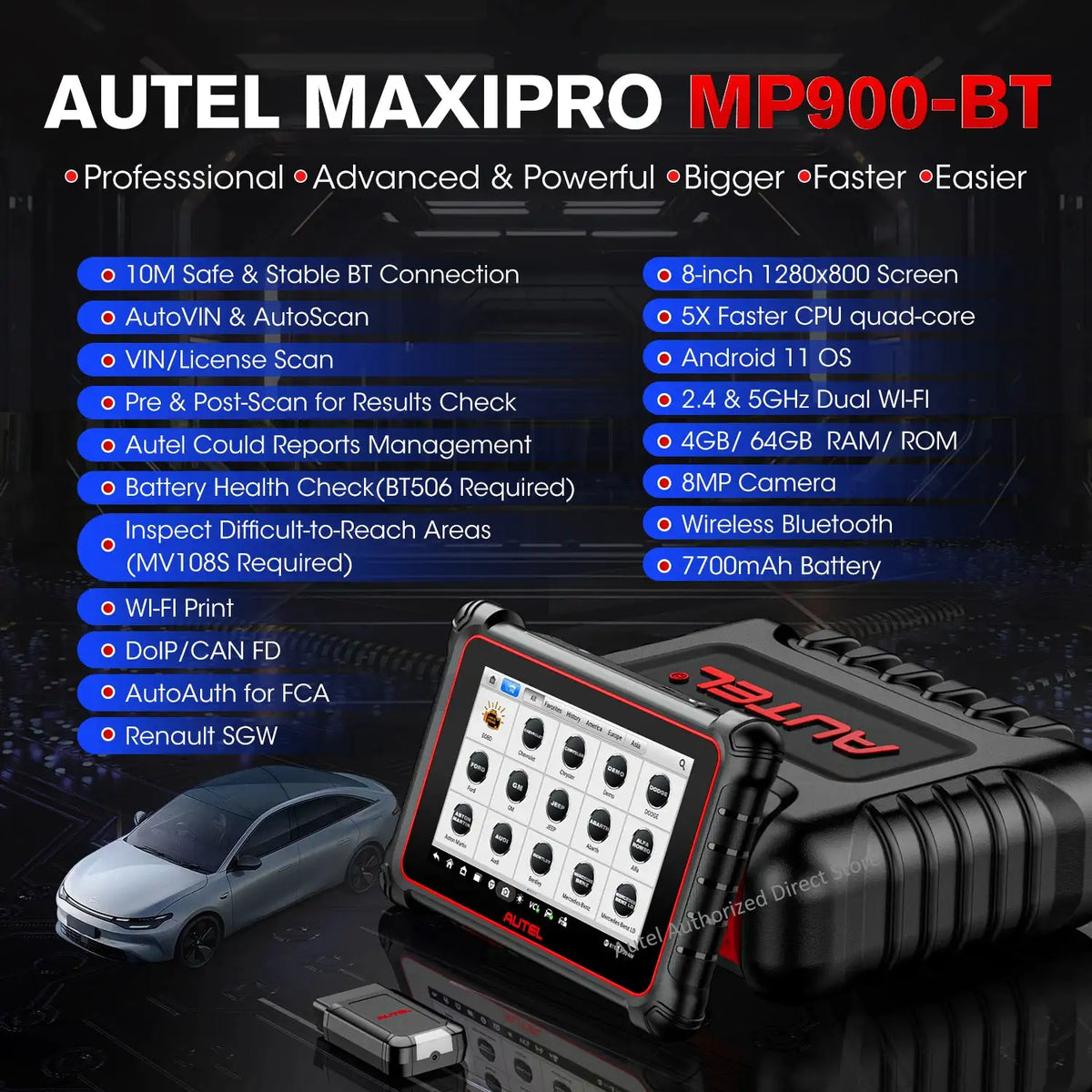 Autel MaxiPRO MP900-BT MP900BT OBD2 Diagnostic Tool Automotive Scanner ECU Coding Bidirectional Scan Tool CAN FD DoIP Upgraded of MP900