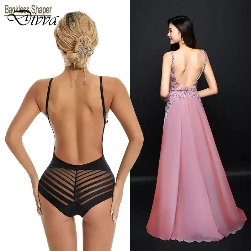 Elegant Backless Lace Bodysuit Deep V Neck Shapewear