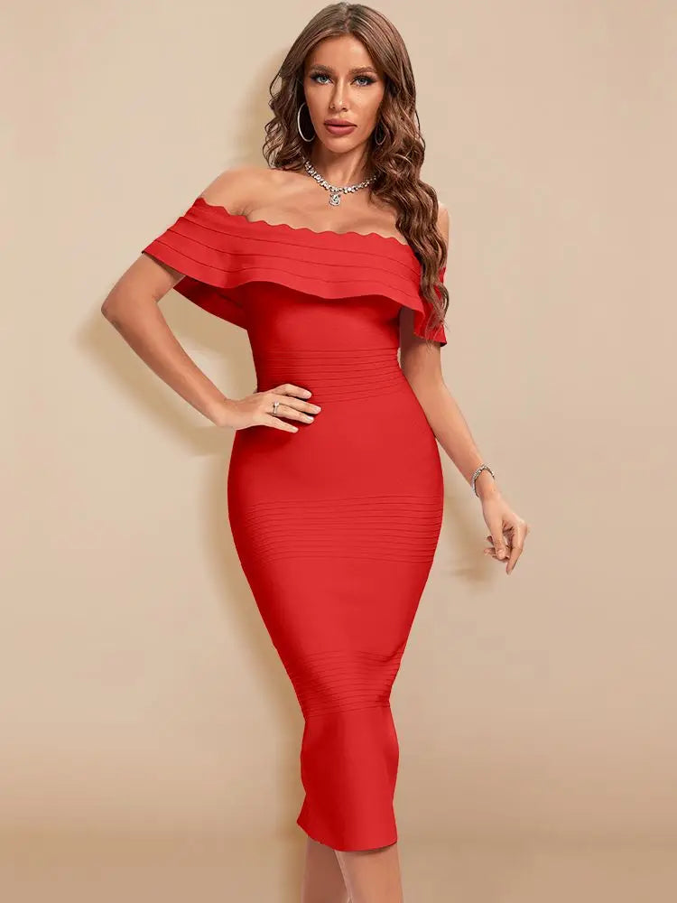 BEAUKEY Ruffle Bandage Dress