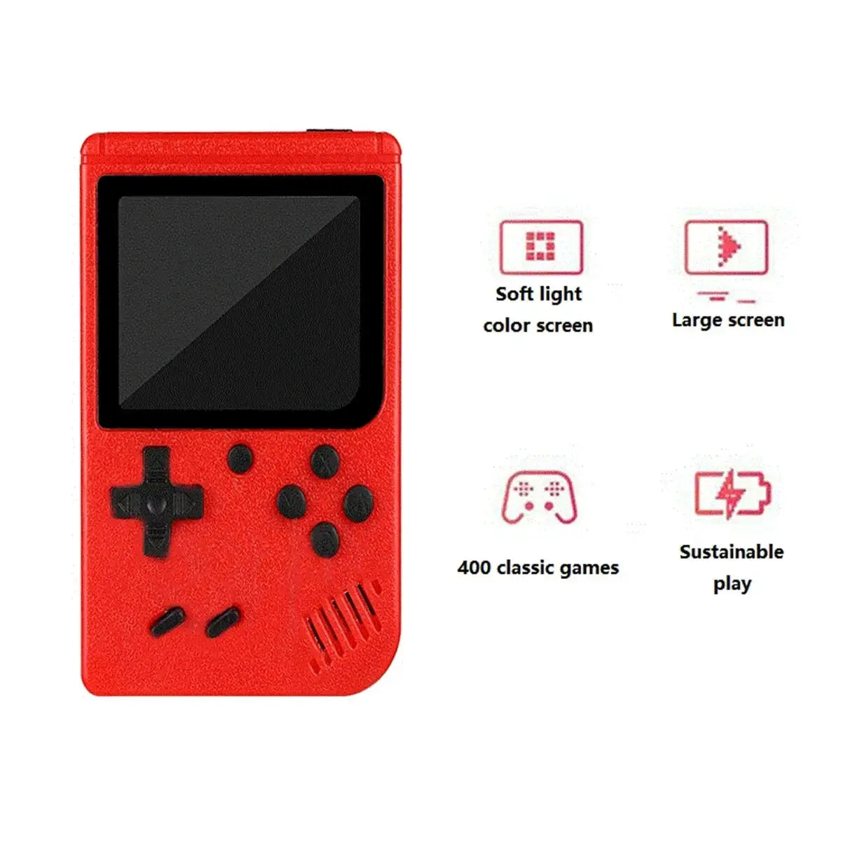 Red Retro Handheld Console With 400 Classic Games Collection