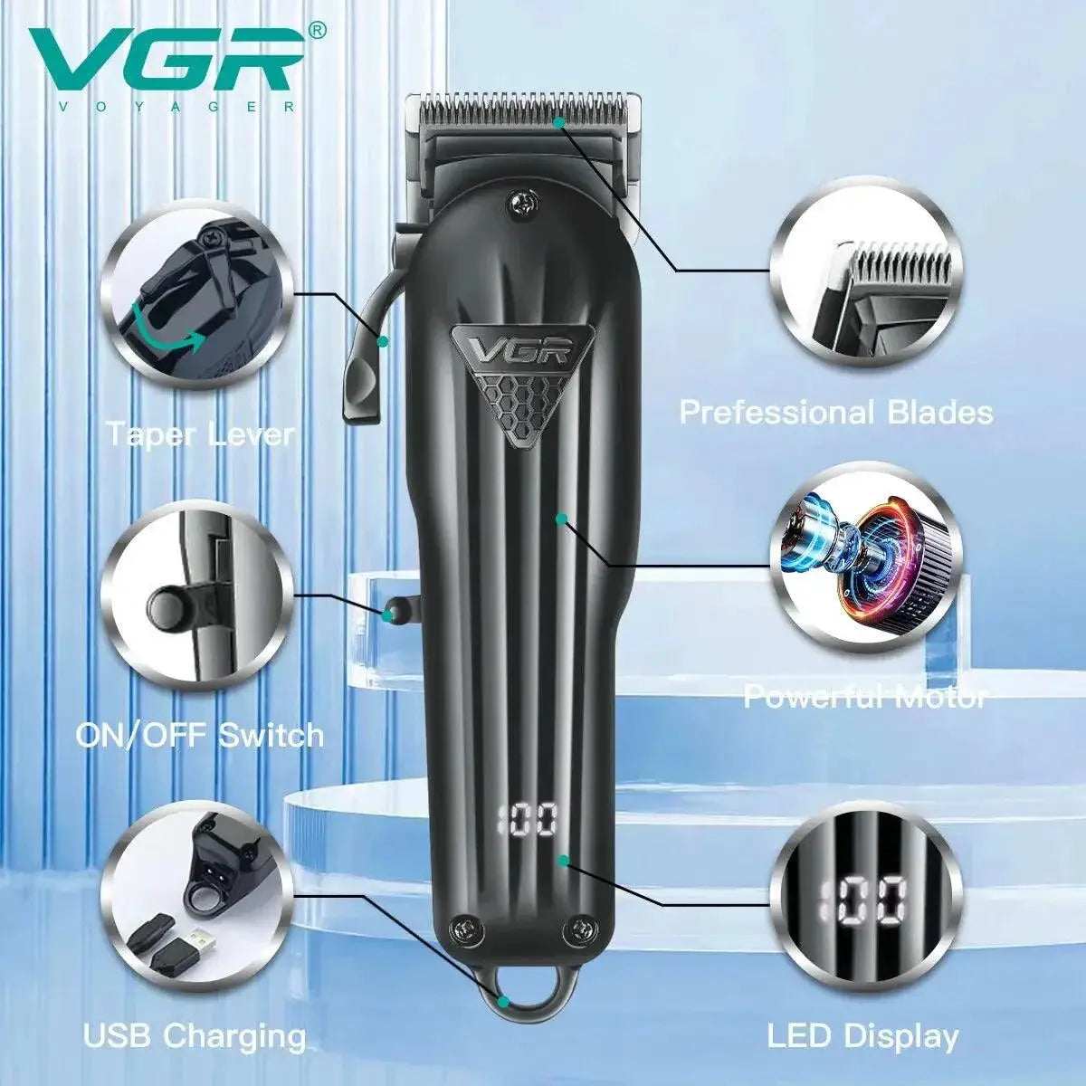 VGR Hair Clipper Trimmer Cordless Precision Grooming Tool