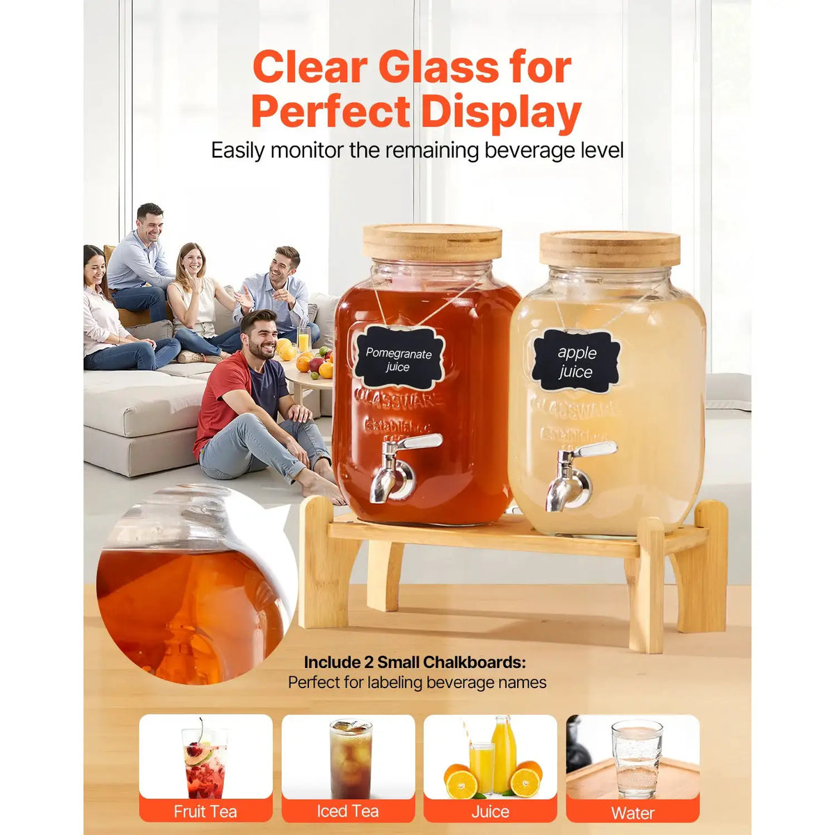 SucceBuy Beverage Dispenser Drink Dispensers for Parties Glass — product view 4
