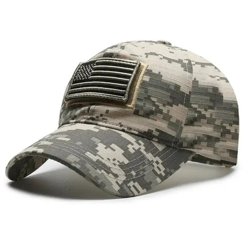 American Flag Camouflage Sticker Embroidered Cap for Men