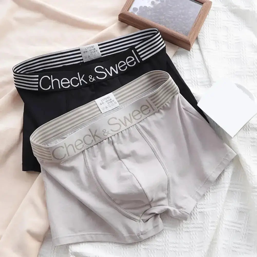 Mens Solid Colour Middle Waist Ice Silk Boxer Briefs
