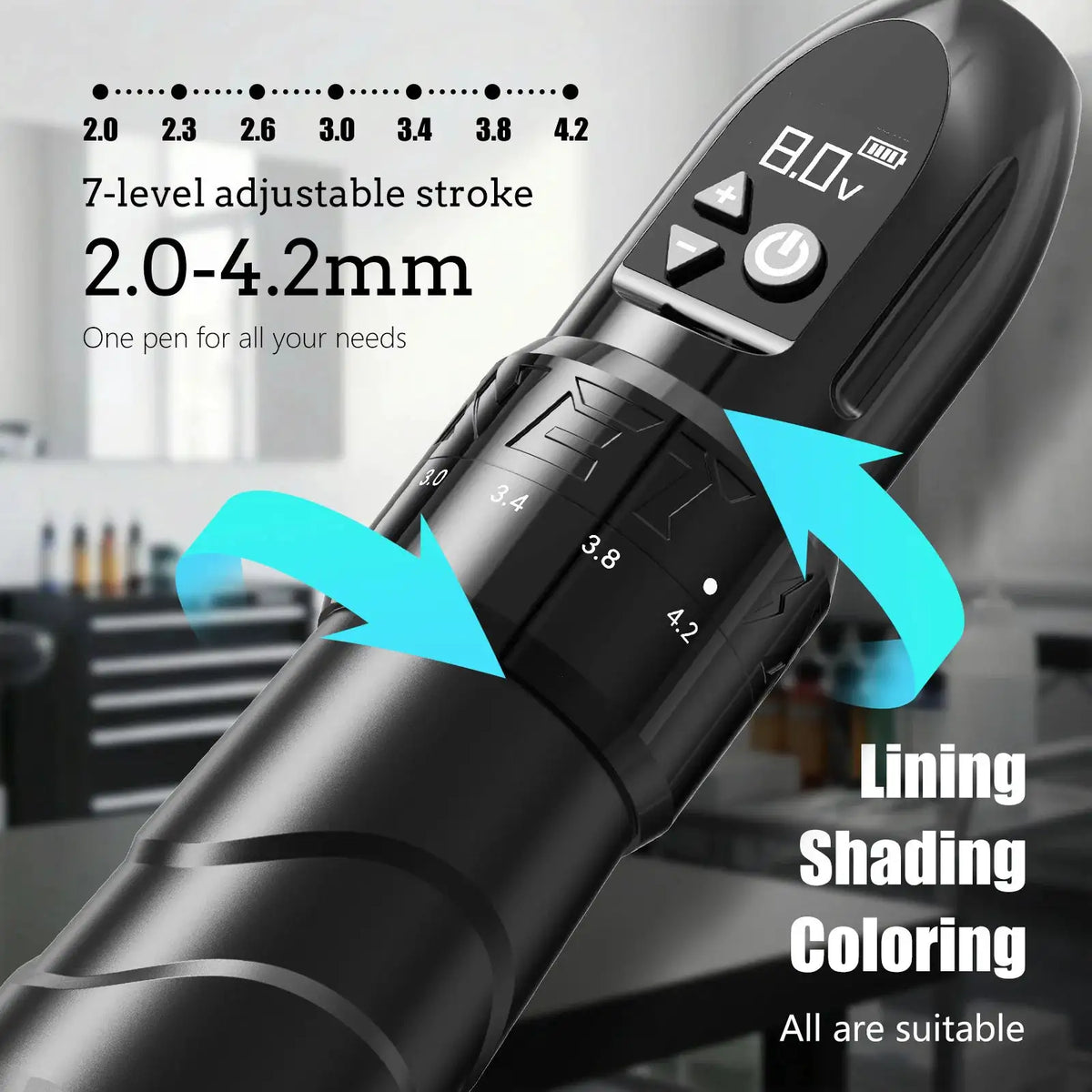 XNET F2 Wirless Tattoo Machine Pen 2.0-4.2mm Adjustable Stroke With Powerful Custom Motor 2400mAh Battery For Tattoo Artist