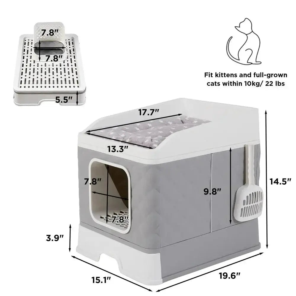 Foldable Cat Litter Box Large Pet Toilet Easy Clean Shovel