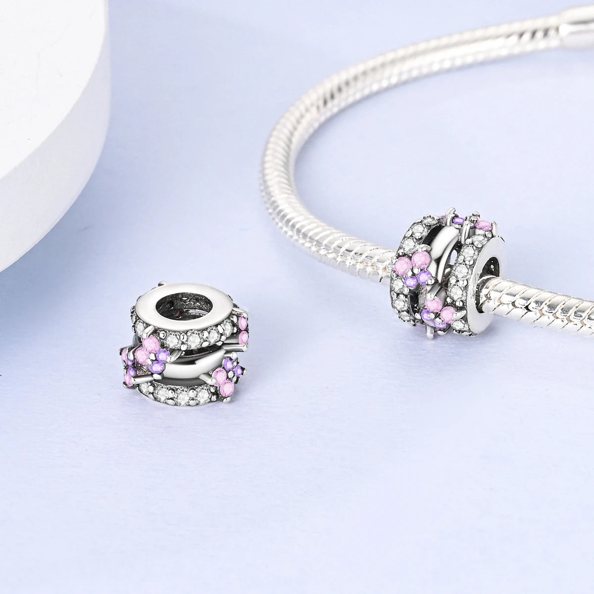 Charm Silver Plated Zircon Beads