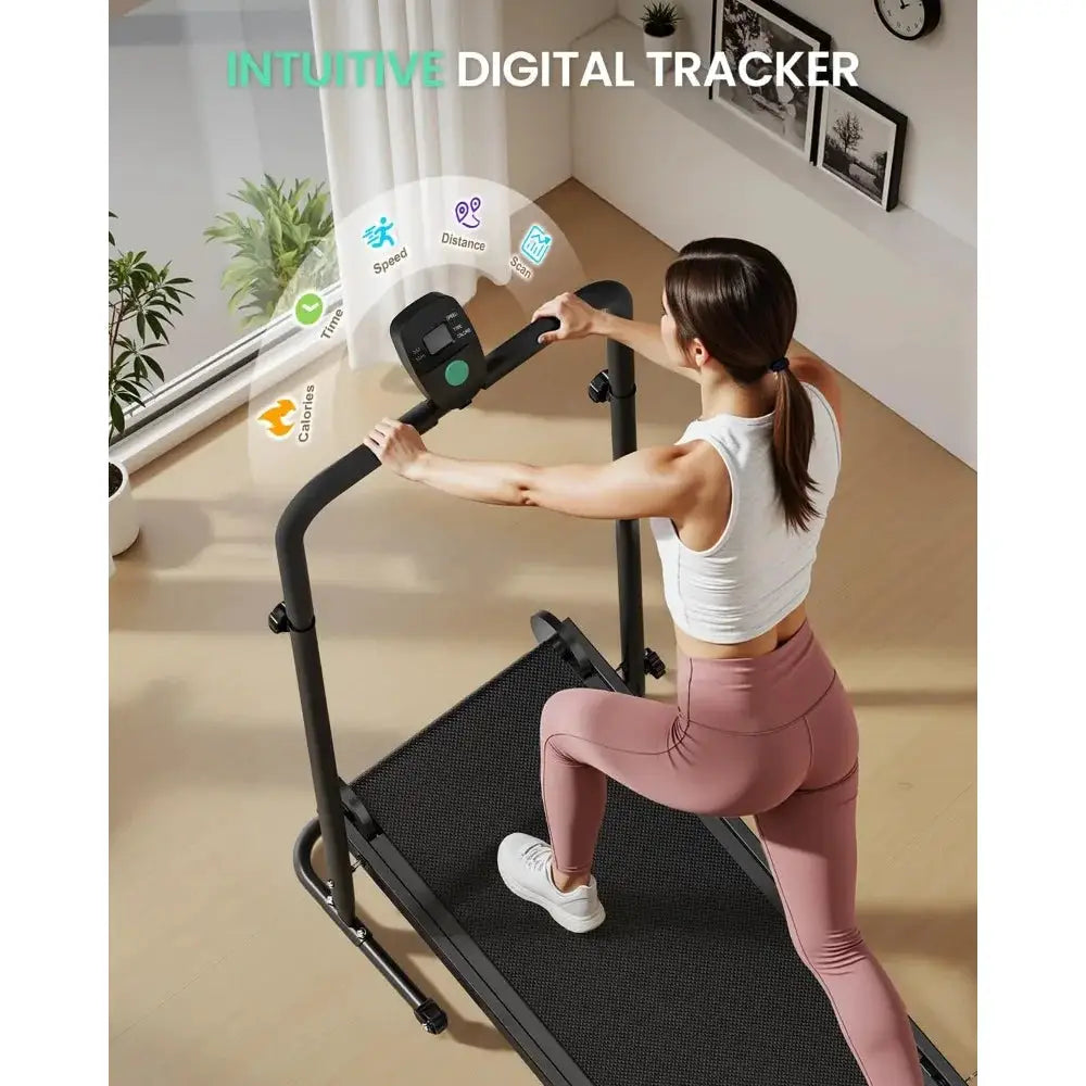 Incline Walking Pad with Dual Flywheel - Foldable Home Treadmill for Quiet Jogging and Walking with LCD Monitor and Soft Grips
