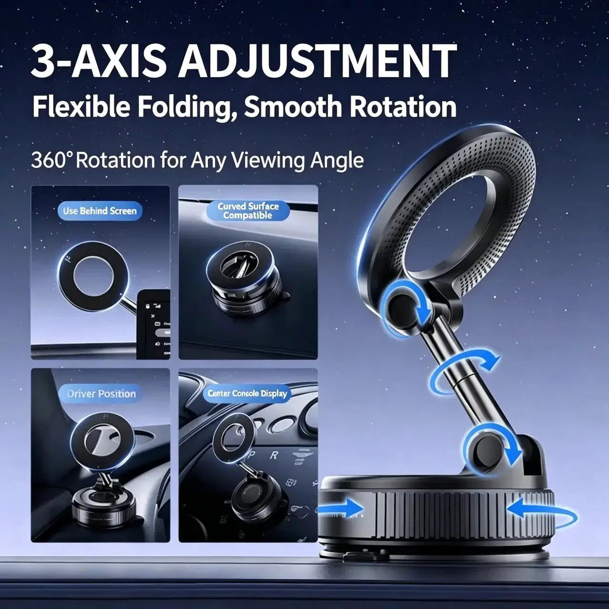 Magnetic car mobile phone holder, vacuum adsorption center console, anti-shake suction cup, special folding portable shelf for navigation