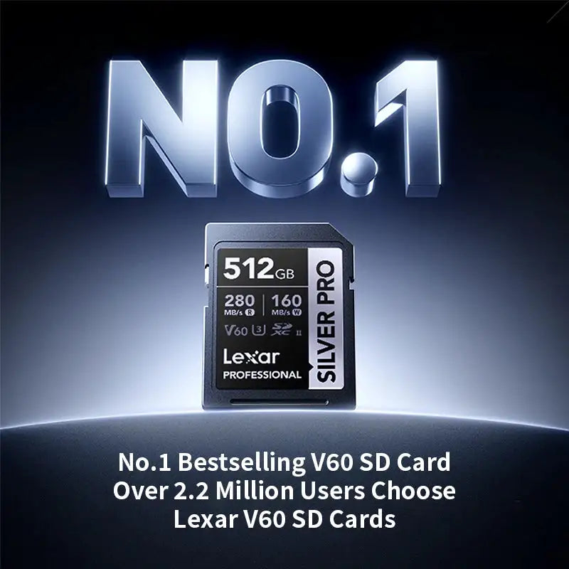 Lexar SILVER PRO SDXC UHS-II Card V60 U3 4K Video Memory Card for Camera 64GB 128GB 256GB 512GB 1TB SD Card Max 280Mb/s Read