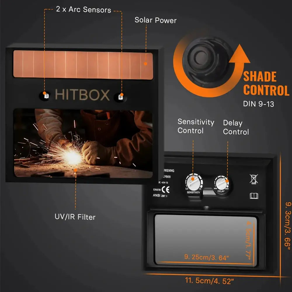 HITBOX Auto-Darkening Welding Helmet — product view 5