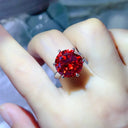 Colored Moissanite Six Claws Sterling Silver Ring