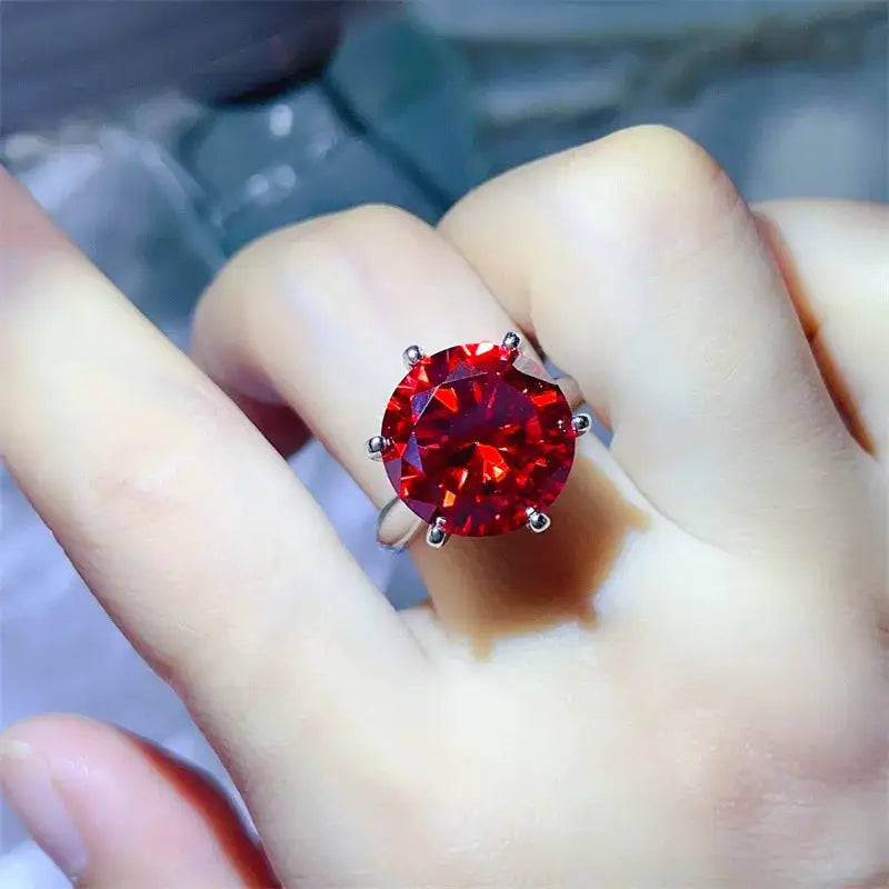 Colored Moissanite Six Claws Sterling Silver Ring — product image 9