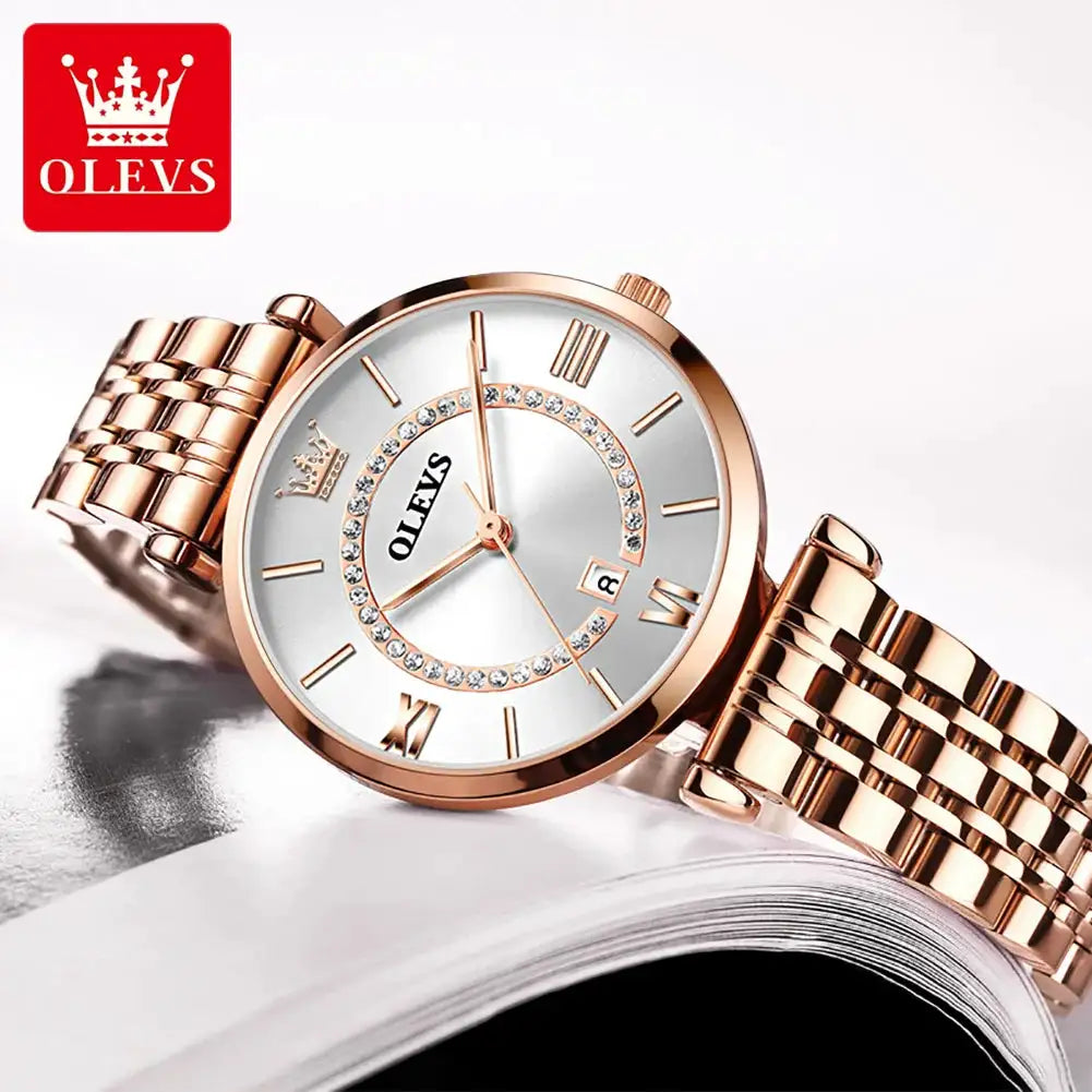 OLEVS Women Mesh Link Stainless Watch