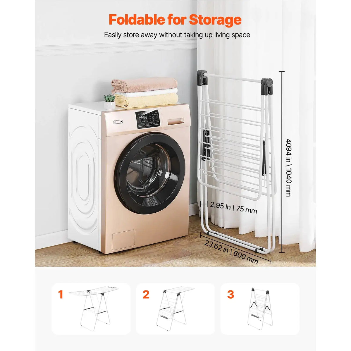 Adjustable Foldable Laundry Drying Rack — product view 6