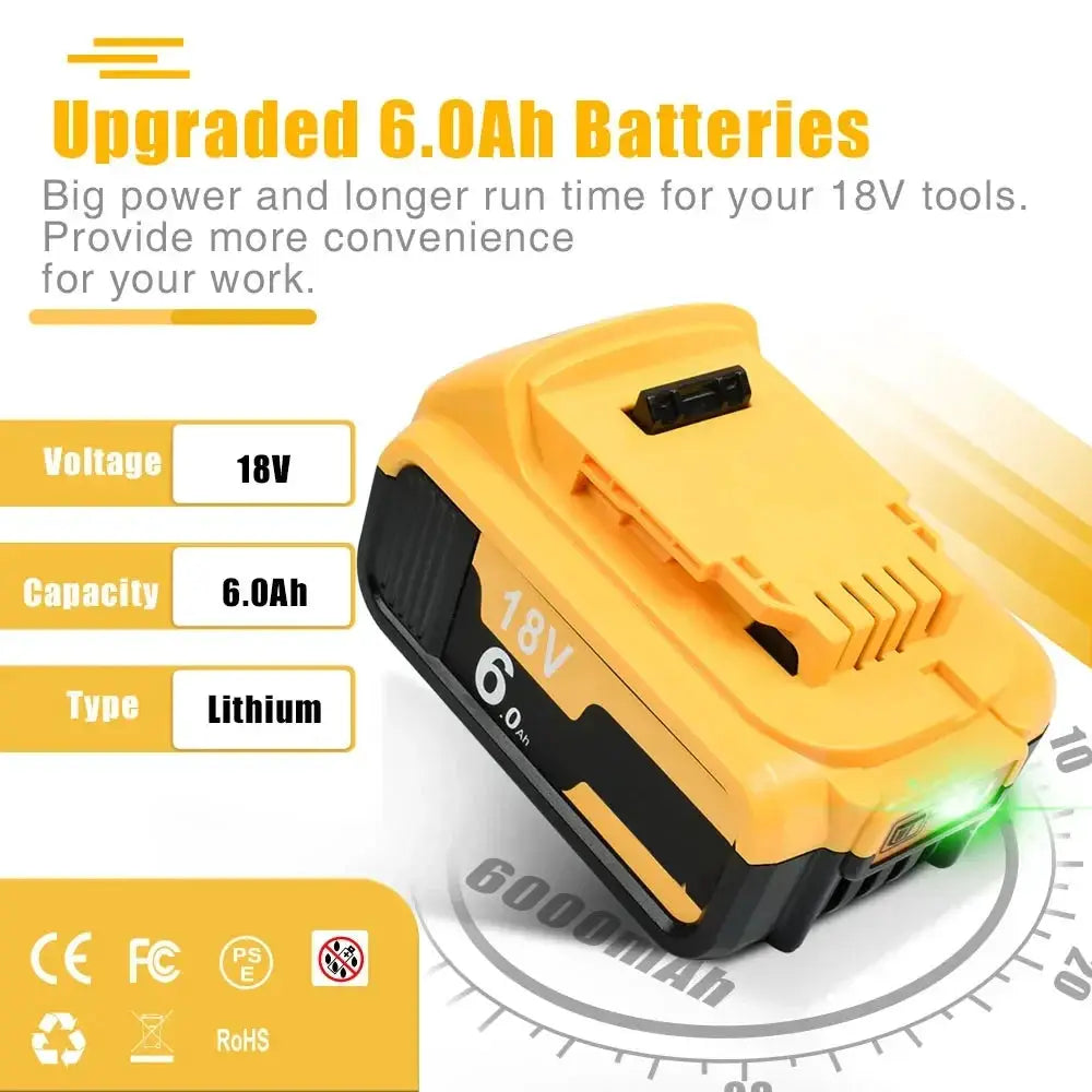 20V Lithium Ion Battery Pack 6000mAh for Power Tools