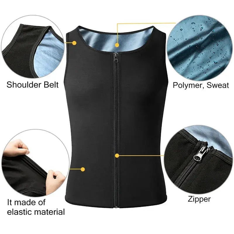 Men Sauna Vest Body Shaper Heat Trapping Sweat Enhancer
