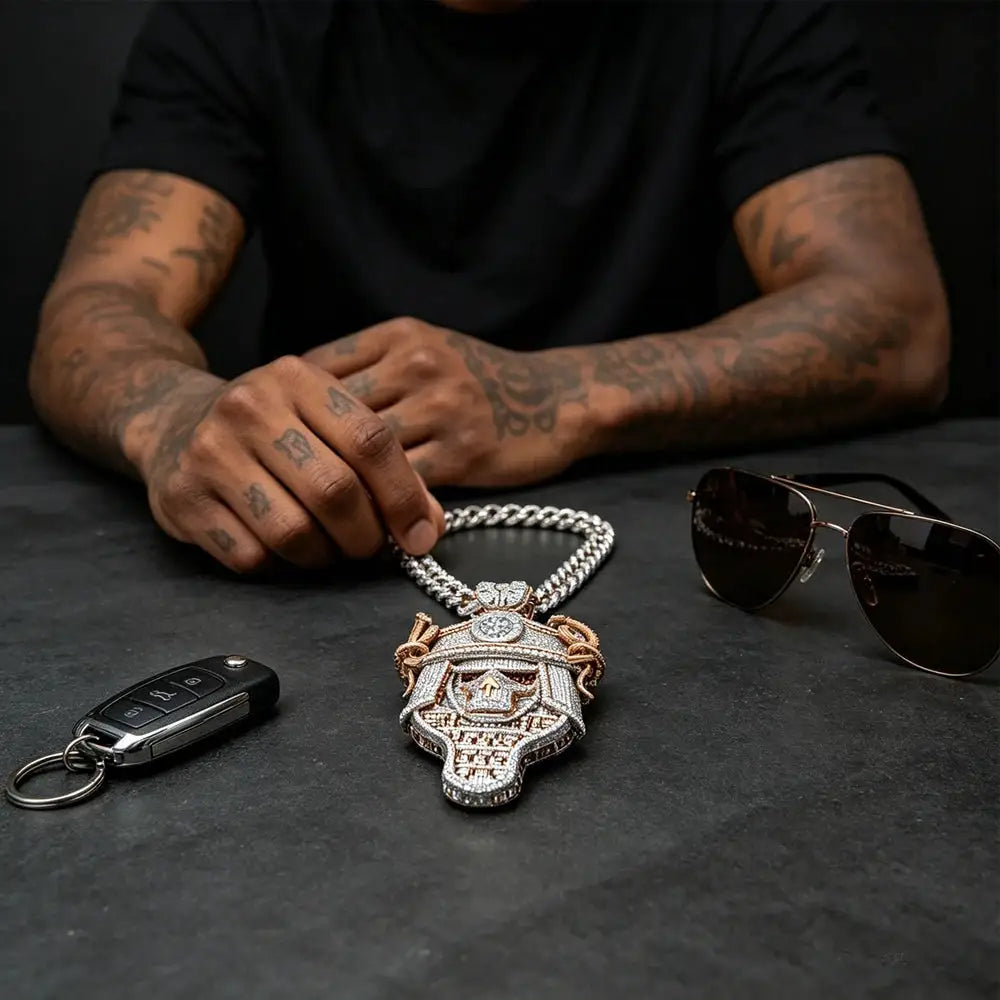 Premium Iced Out Gold Skull Pendant — product image 2