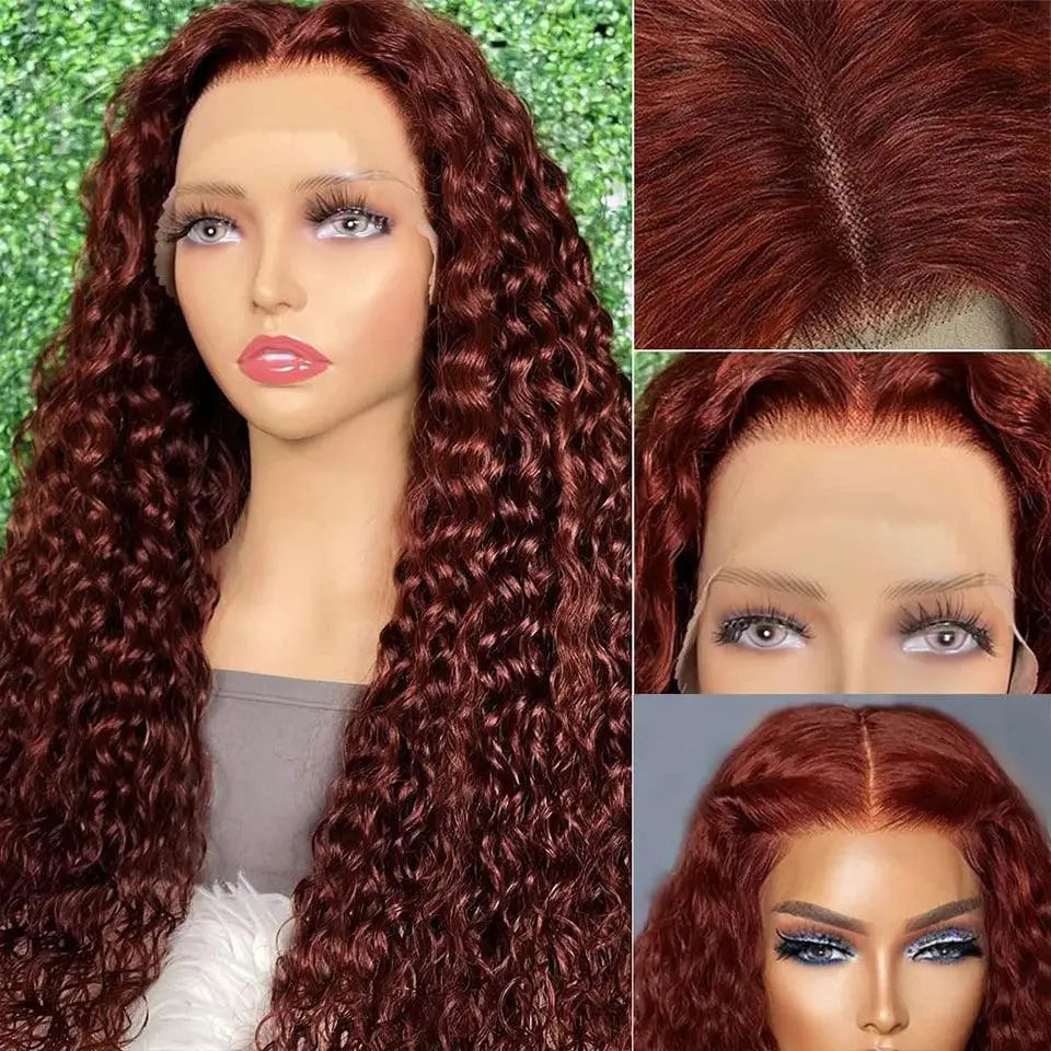 40 Inch Jerry Curly Reddish Brown Lace Front Wig 250 Density