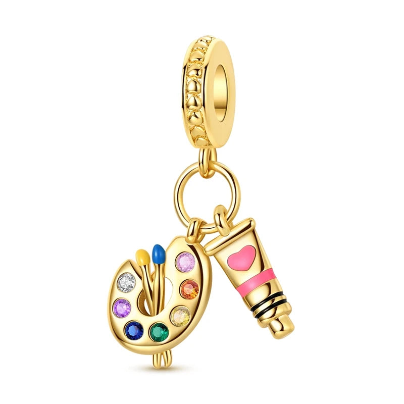 Charm Bead Pendent Silver Gold