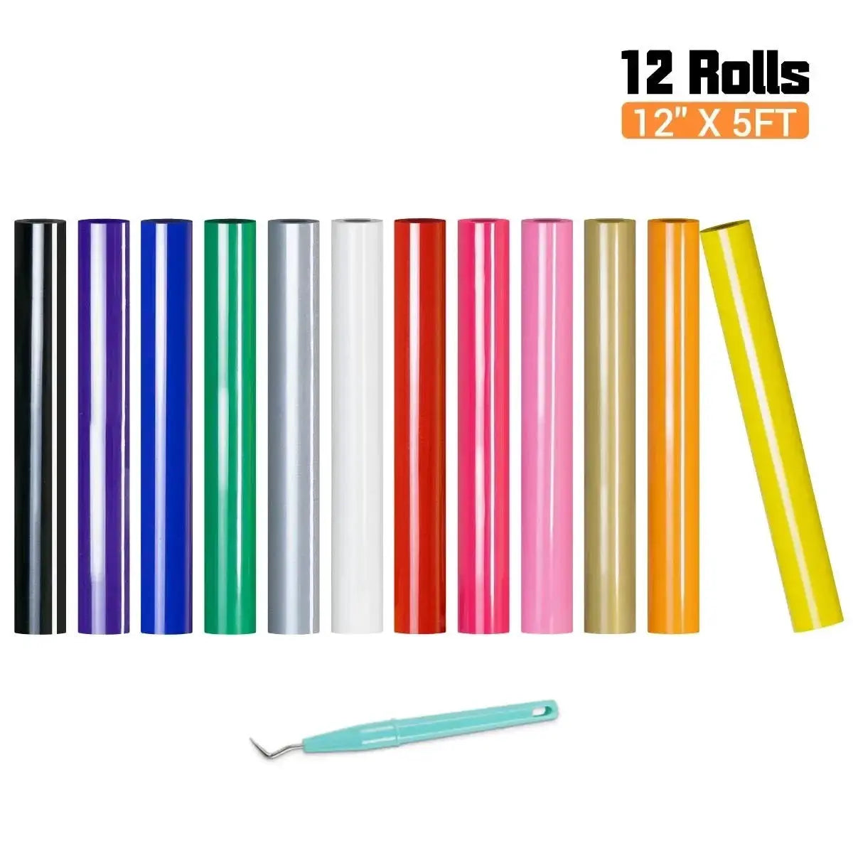 HTVRONT 12 Pack Multi Color Heat Transfer Vinyl Rolls