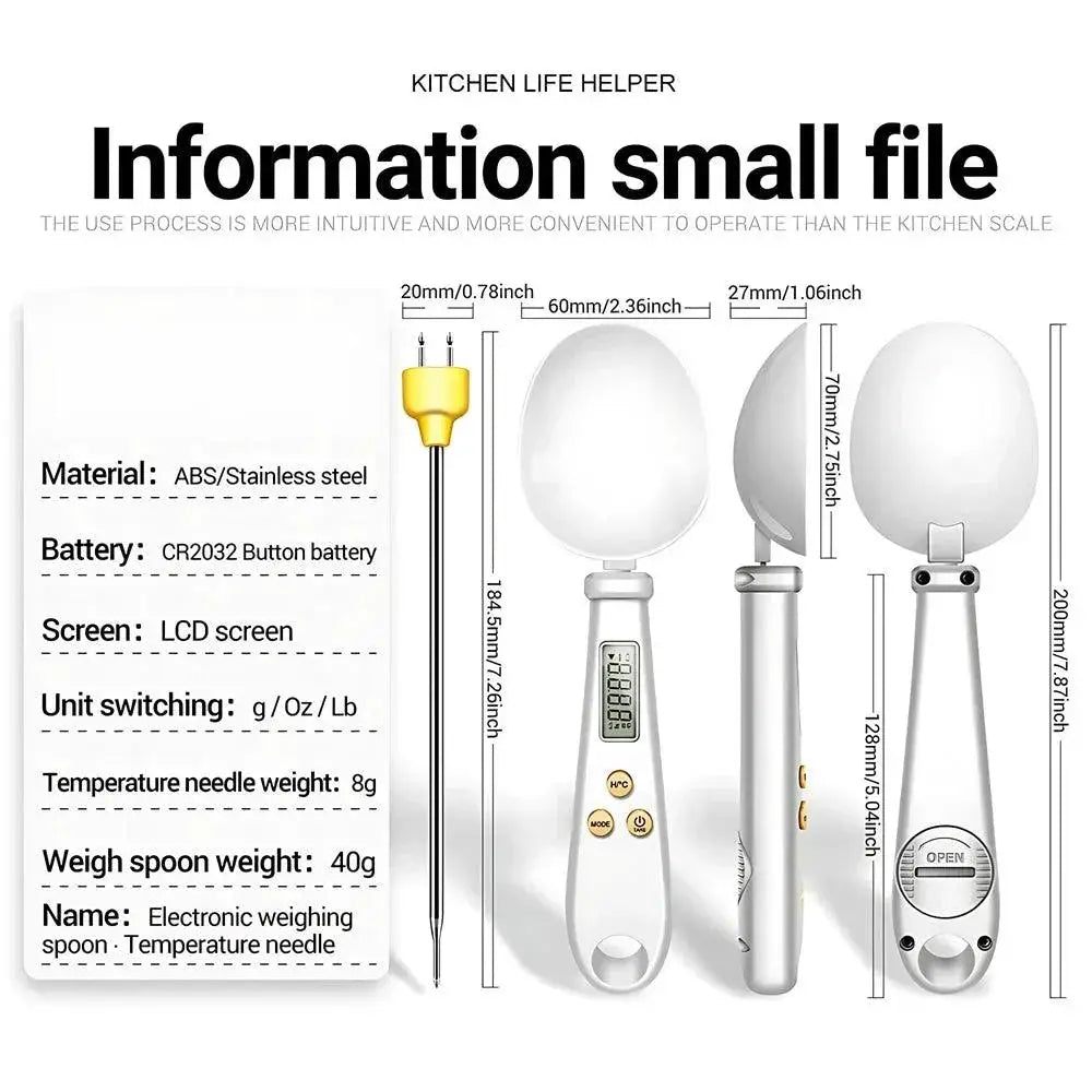 Electronic Scale Measuring Spoon Thermometer 2 In 1