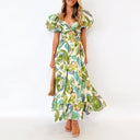 Floral Cutout Puff Sleeve Dress