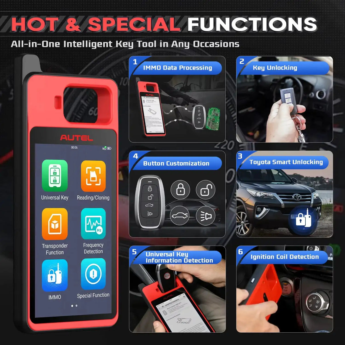 Autel Maxiim Km100 Universal Key Generator Kit Fast Key Generation Tool Transponder Reading/ Writing/ Cloning Key Renew Tool