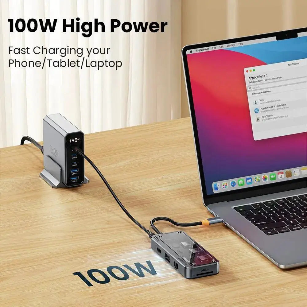 10-In-1 USB-C Dock for MacBook With 4K HDMI Fast Charging