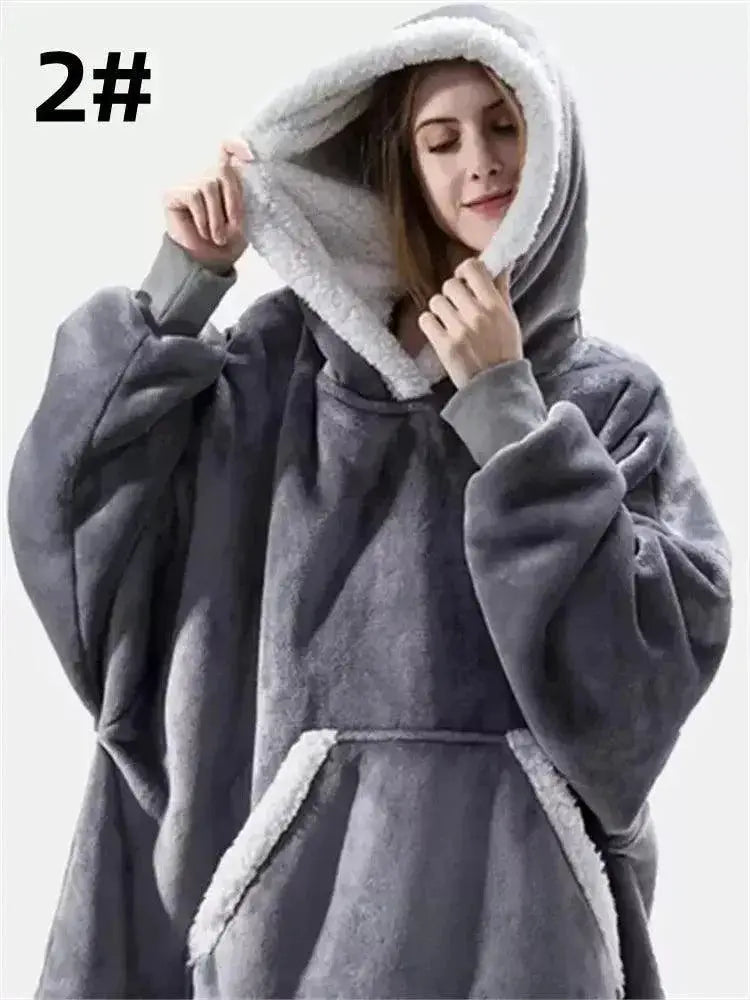 Cozy Plaid Fleece Hoodie Blanket for Trendy Winter Wear