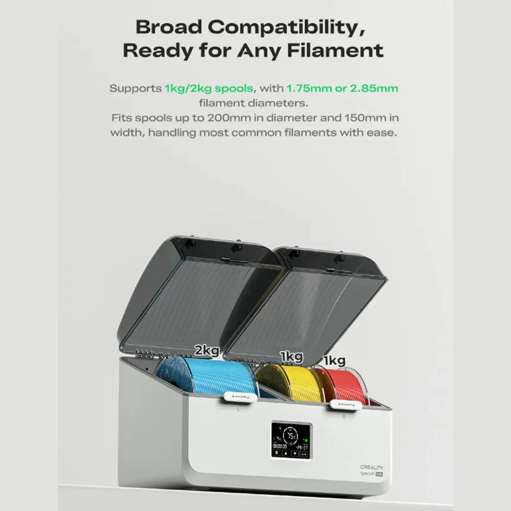 Creality SpacePi X4L Filament Dryer 4 Spools Up to 75℃ LCD Touchscreen Dual Independent Heating Chamber Double Safety Protection