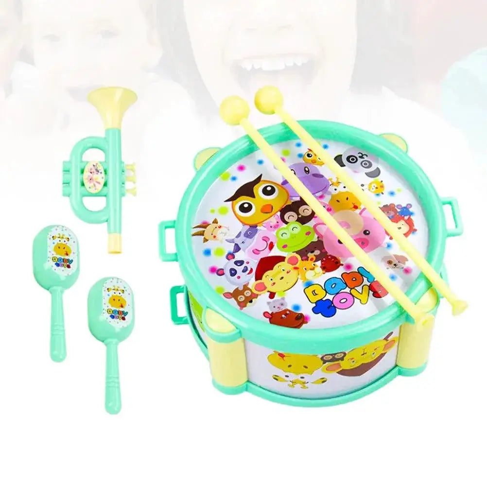 Six Pieces Beat Drums Toy Kids Musical Instruments Set Green